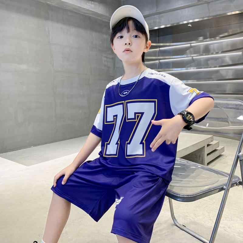T-Shirts （Half Sleeves） - セットアップ 男の子 キッズ おしゃれ 夏 バスケットボール 半袖 ショートパンツ カジュアル スポーツ 通気性 涼しい 快適 中学生 小学生