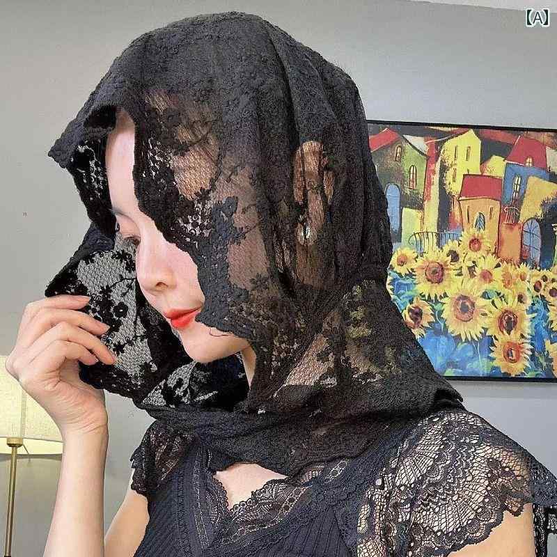 ヒジャブ スカーフ ヘッドカバー 大人 レディース エレガント 上品 春夏 薄手 日焼け防止 刺繍 レース ..