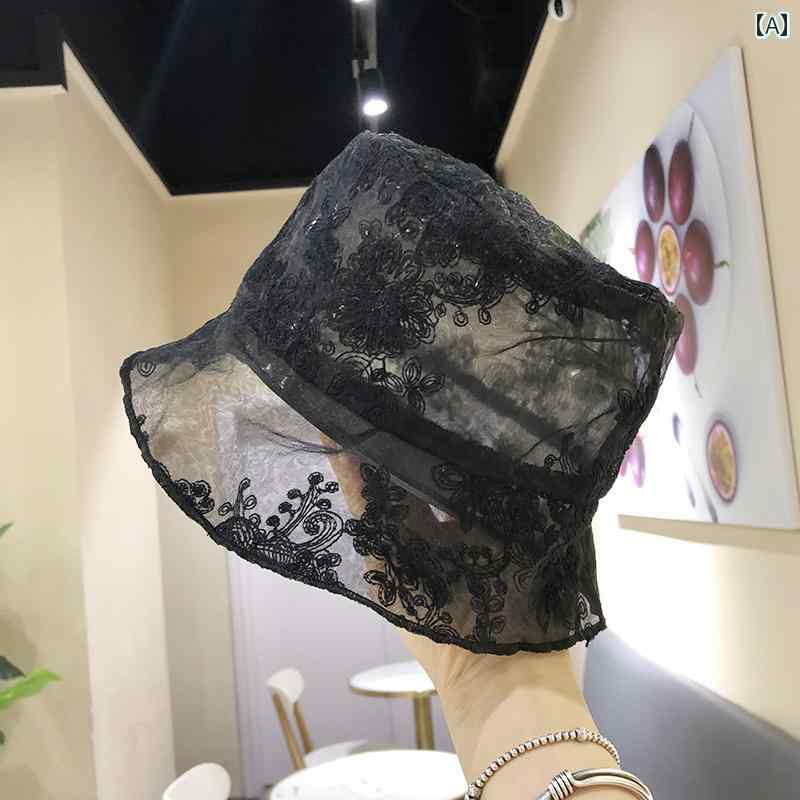 レース バケットハット 大人 レディース 韓国 レトロ 夏 薄手 二層 日焼け防止 小さめ 旅行 普段使い ..