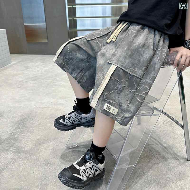 T-Shirts （Short Sleeve） - ハーフパンツ 男の子 キッズ おしゃれ 夏 スポーツ 薄手 カジュアル 子供服 中学生 ビッグシルエット ゆったり 涼しい 快適