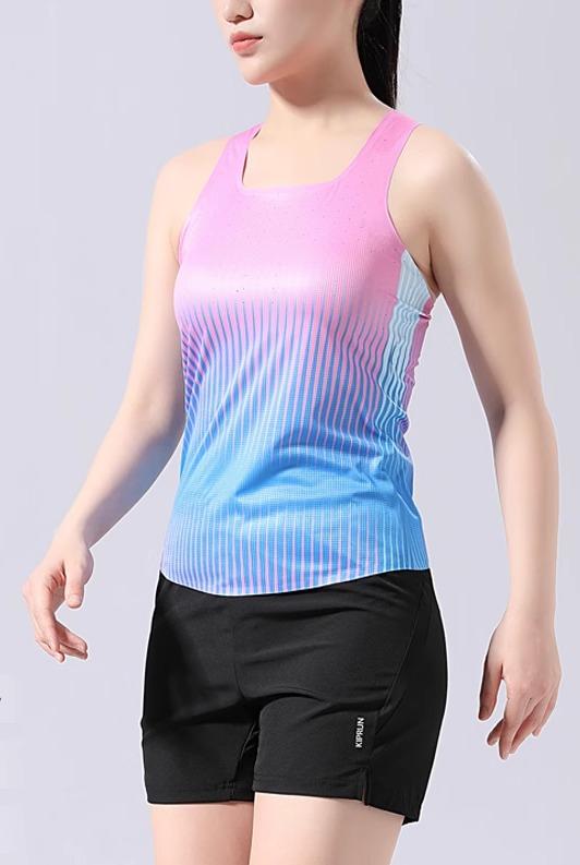 タンクトップ レディース スポーツ ランニング マラソン 軽量 速乾 ピンク ブルー グラデーション 陸上 トレーニング