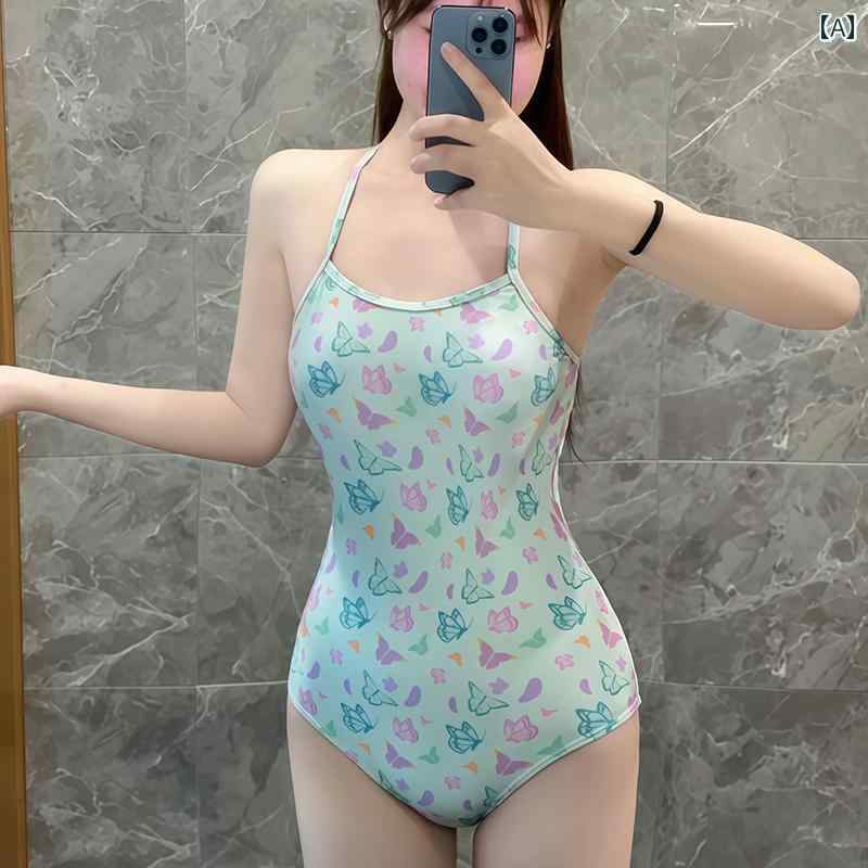 乐天商城 - 水着 レディース かわいい ワンピース 蝶柄 セクシー 新 競泳 温泉 スポーツ