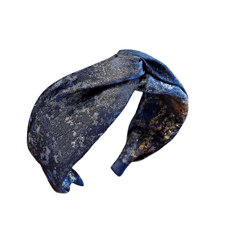 カチューシャ 大人 おしゃれ レディース レトロ ブルー ラメ 幅広 上品 キラキラ ヘアアクセサリー 金..