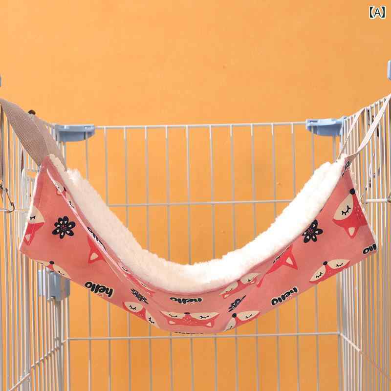 猫 ハンモック ケージ ペット用品 ニャンモック 春夏秋冬 ボア ひんやり 吊り下げ フック 取付簡単 長さ調節 丈夫 通気性 寝床 かわいい ネコ柄 青海波 キツネ ピンク 黄色 グレー 2