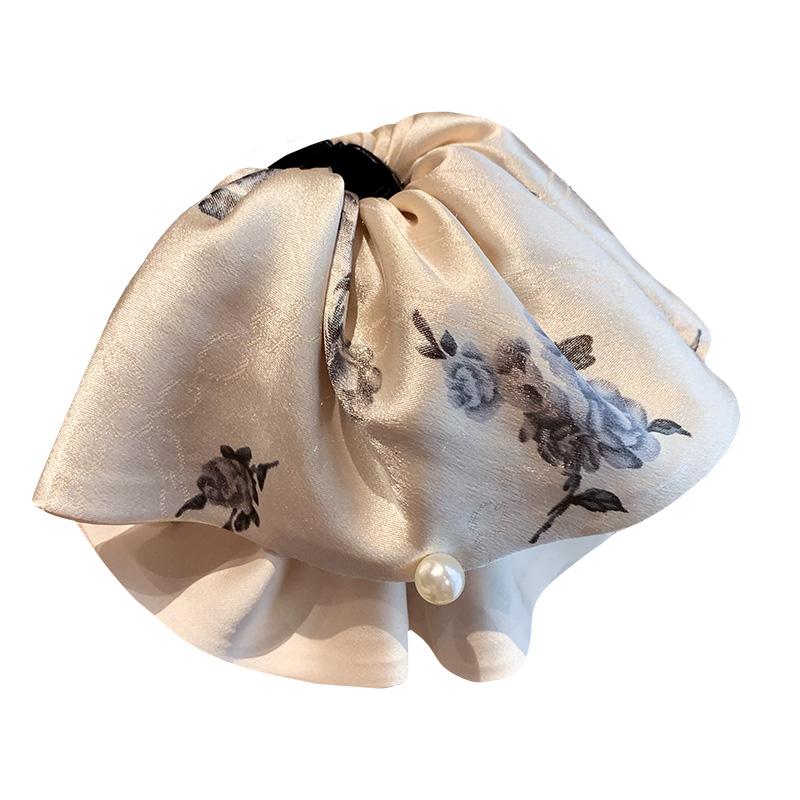 ヘアクリップ 可愛い レディース サテン 花柄 裾フリル 上品 バナナクリップ 大人 おしゃれ