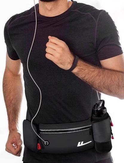 Rakuten - ウエストポーチ ランニング 揺れにくい ボトルホルダー スマホ イヤホン 小物 収納 バッグ 男女兼用 軽量 通気性 速乾 シンプル 大容量 おしゃれ 黒 グレー ピンク
