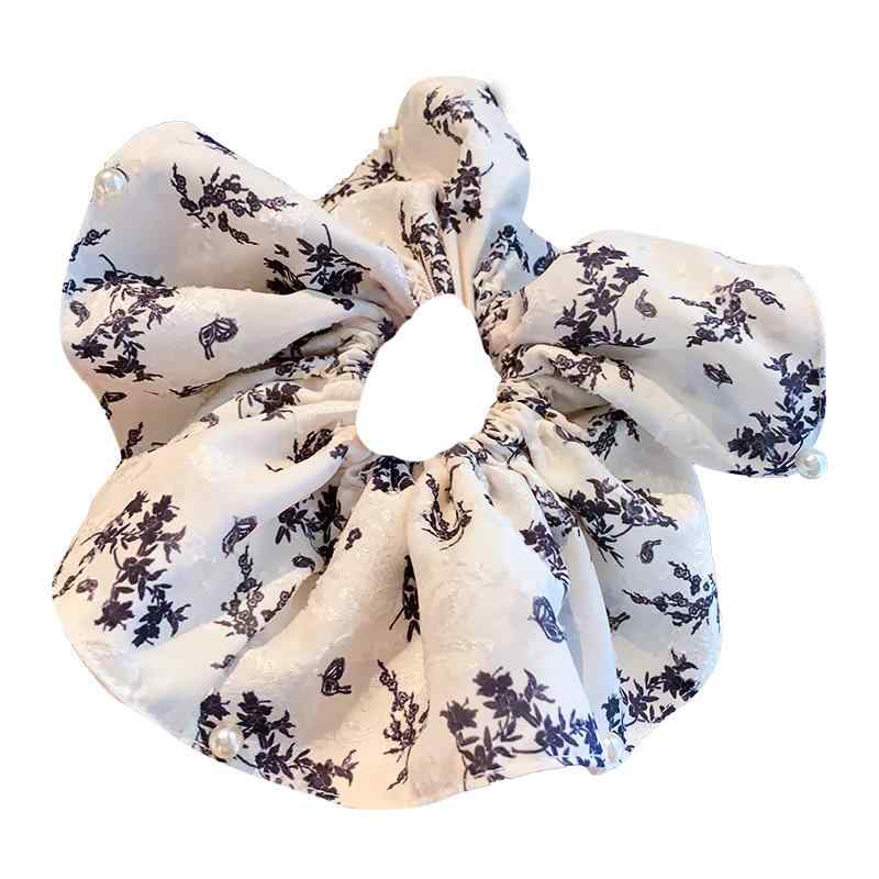 シュシュ ヘアアクセサリー 大人可愛い ヘア 風 水墨柄 大きめ スカート風 上品 エレガント おしゃれ ポニーテール ヘアゴム