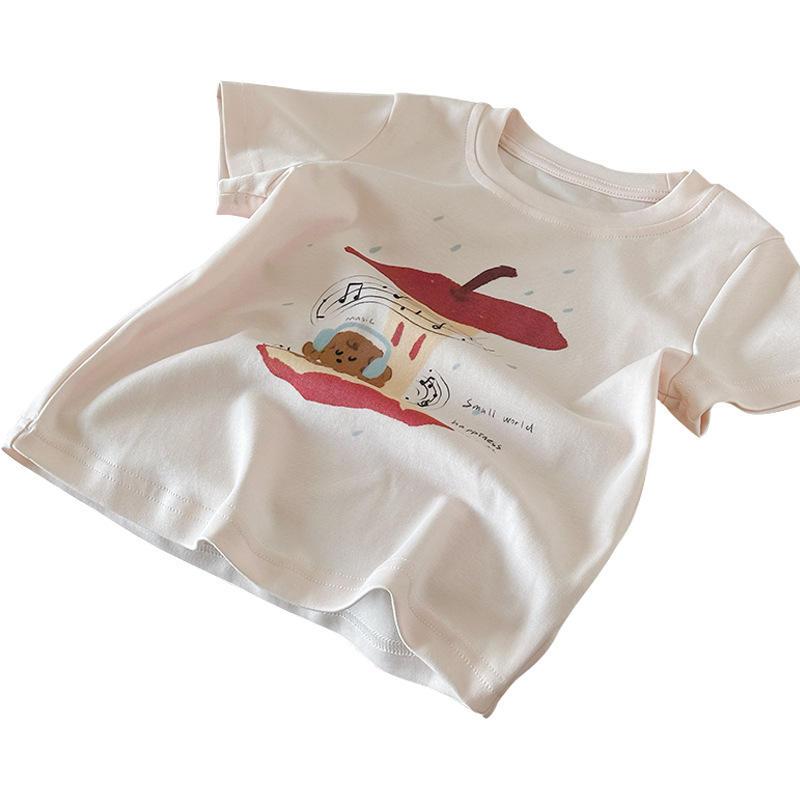 T-Shirts （Short Sleeve） - Tシャツ キッズ 女の子 半袖 カートゥーン キャラクター プリント リブ かわいい おしゃれ 夏 休み 快適 カジュアル A類
