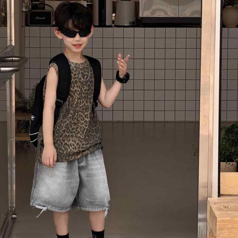 シルエット: 韓国 素材: 綿 袖丈: ノースリーブ ネックライン: クルーネック 柄: レオパード カラー: レオパード
