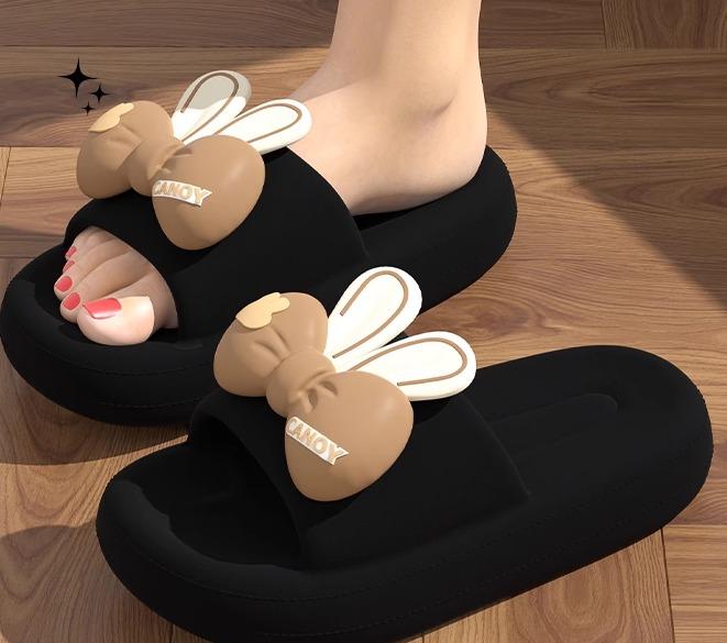 eva サンダル 厚底 レディース 室内 滑りにくい 軽い 静音 柔らかい クッション 履きやすい リカバリー コンフォート スリッパ シューズ バスルーム アウトドア ビーチ 普段使い かわいい ガーリー カジュアル 白 ピンク 黒 リボン うさ耳