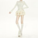 スカート レディース 杏色 レース 花柄 フリル 切り替え ティアード 夏 ハイウエスト スリム 膨らみ 小柄 sweet