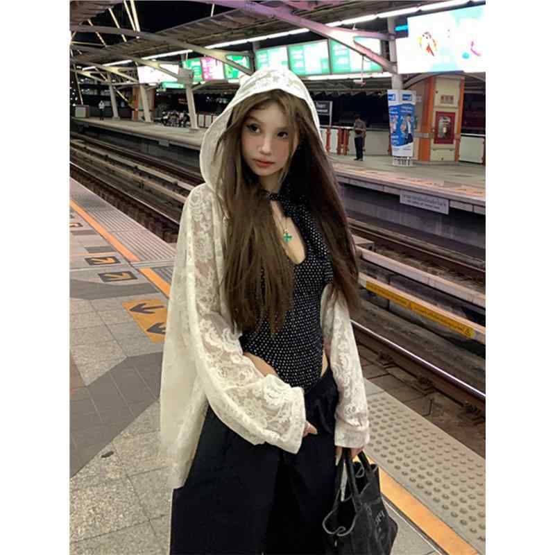 ビーチカバーアップ 大人 レディース 浜辺 旅行 リゾート 普段使い フード 長袖 日焼け防止 ゆったり 大きめ レース 刺繡 花柄 おしゃれ アプリコット(4.0)