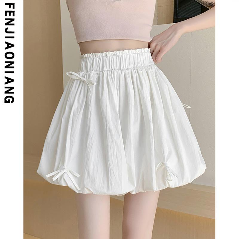 バルーンパンツ レディース かぼちゃ プリーツ 夏 パンプキン 伸縮性 ウエストゴム ふんわり リボン お..