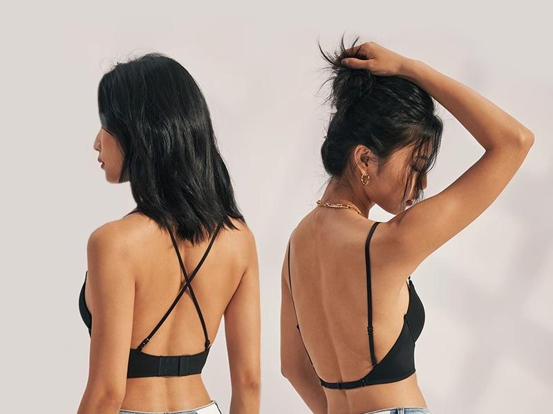 下着 レディース ブラジャー 背中あき 夏 シンプル セクシー レース ショーツ セット 肩 紐 U字 バックレス 背中開き 背中開き 薄手 シームレス 響きにくい アイボリー 白 グレー