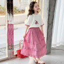 セットアップ キッズ おしゃれ 上下 子供服 女の子 夏 花柄 プリント 半袖 カジュアル Tシャツ スカート フリル かわいい コーデ