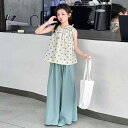 セットアップ キッズ おしゃれ 上下 子供服 女の子 ドット柄 キャミソール ワイドパンツ 夏 かわいい 涼しい