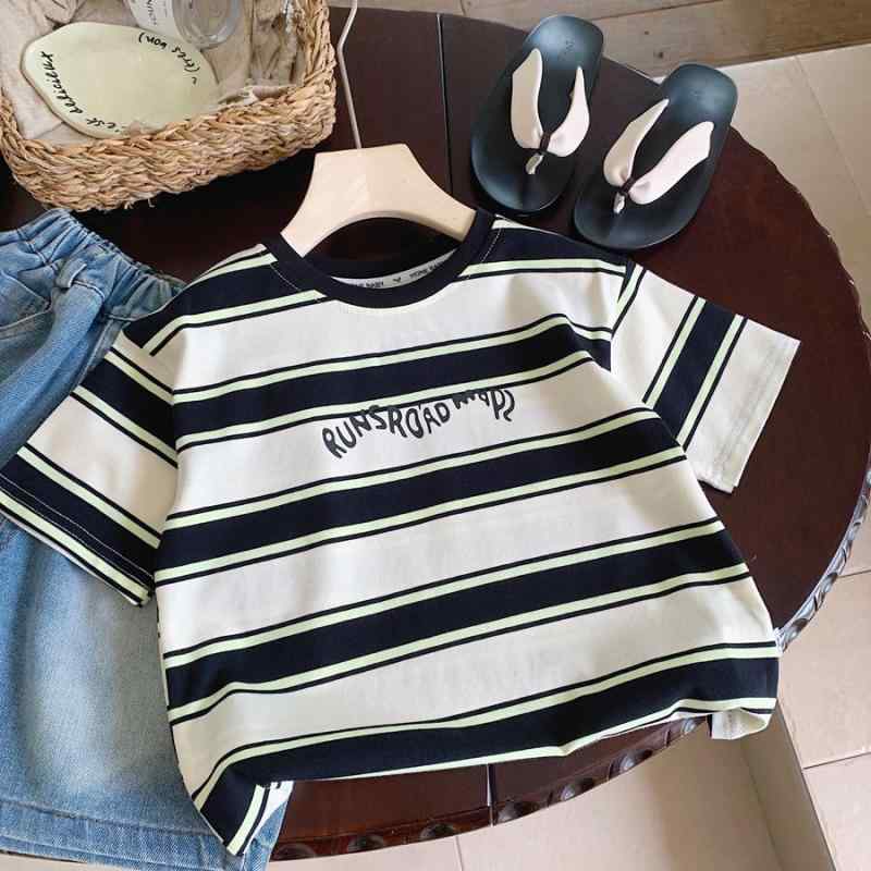 Tシャツ キッズ おしゃれ カジュアル 子供服 男の子 夏 半袖 ボーダー ストライプ ゆったり シンプル ..
