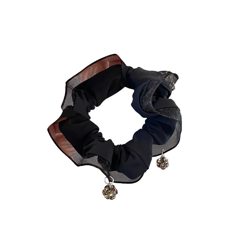 シュシュ 大人可愛い ヘアゴム レディース 黒 メッシュ 大きめ シフォン エレガント ヘアアクセサリー ..