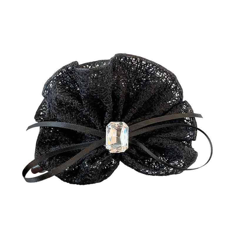 バンスクリップ 大人 レディース 黒 リボン 大きめ レース きらきら ヘアアクセサリー エレガント シン..