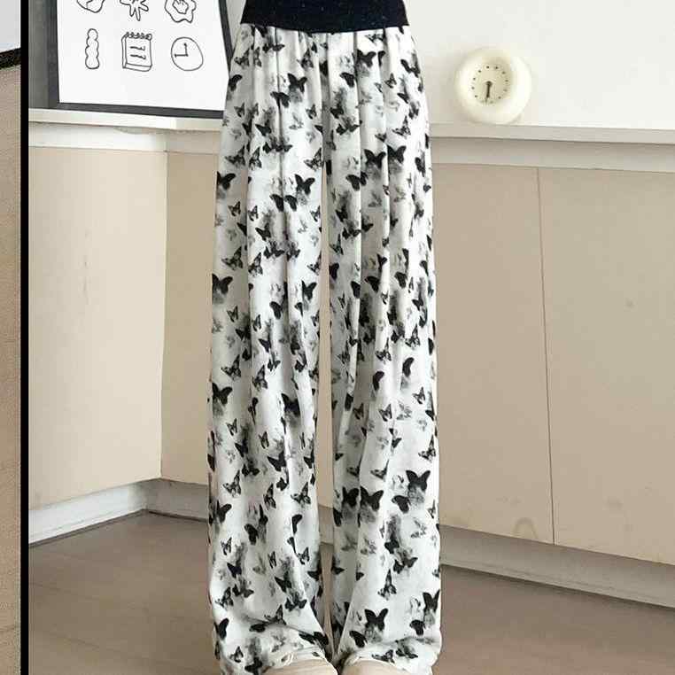 長ズボン キッズ おしゃれ ボトムス パンツ 女の子 夏 薄手 ワイド 氷のように涼しい 快適 水墨画柄 中..