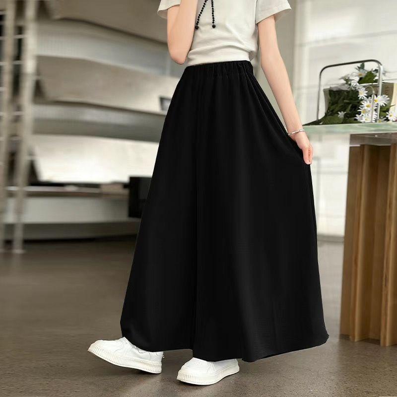 長ズボン キッズ おしゃれ ボトムス ワイドパンツ 女の子 夏 薄手 ロング 冷感 涼しい 落ち感 スカート風 ゆったり カジュアル シルエット ガールズ