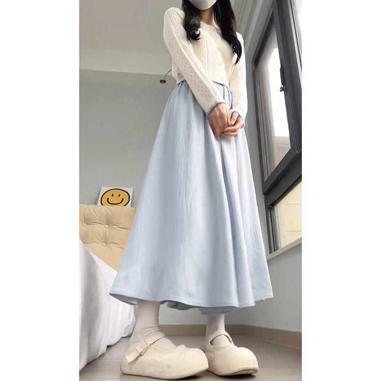 長ズボン キッズ おしゃれ ボトムス スカートパンツ 女の子 ブルー 涼しい 快適 夏 落ち感 ゆったり シンプル カジュアル ワイドパンツ ロング丈 ヴィンテージ風 体型カバー