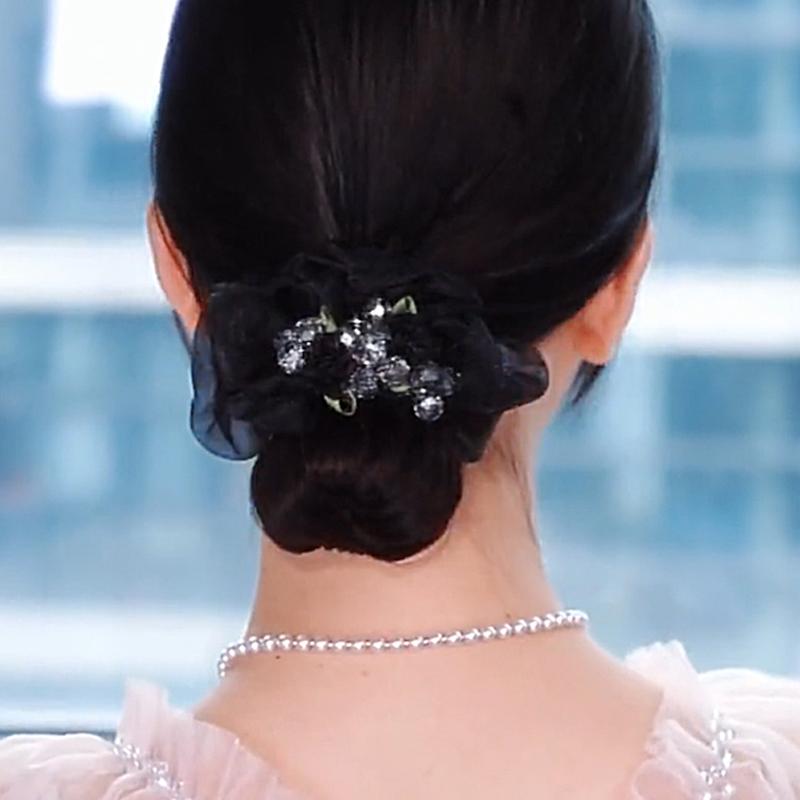 素材: ガーゼ カテゴリー: ヘアゴム カラー: ブラック.シャンパン