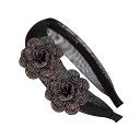 カチューシャ フォーマル ヘアバンド レディース メッシュ 花 フラワー 滑り止め ヘッドアクセサリー 高めシルエット