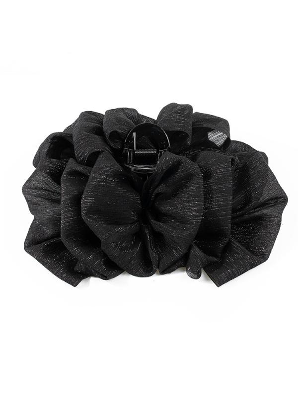 ヘアクリップ 大人 可愛い 花モチーフ 大きめ ブラック 髪留め フラワー レディース フェイスラインすっきり おしゃれ ヘアアクセサリー 抓みタイプ