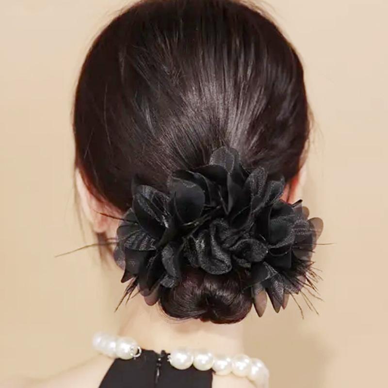 ヘアゴム 大人 かわいい レディース 韓国 フラワー モチーフ 羽根 大容量 ボリューム ポニーテール 髪..