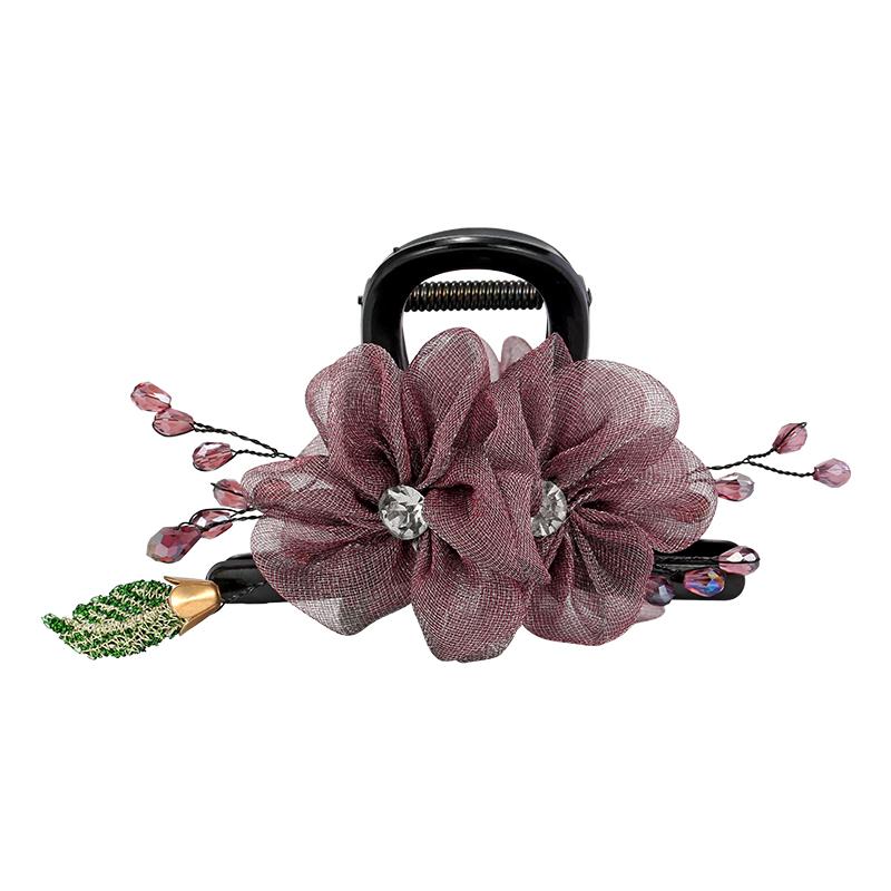 ヘアクリップ 大人 可愛い レディース 韓国 花 シュシュ風 髪留め 小さめ 後ろ髪用 きらきら シンプル ..