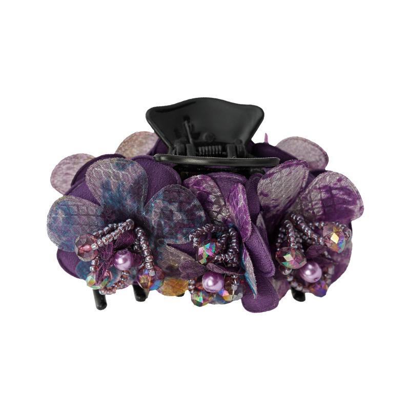 ヘアクリップ 大人 可愛い レディース 花柄 韓国 布 きらきら 小さめ 後ろ髪 アップヘア マット加工 ア..