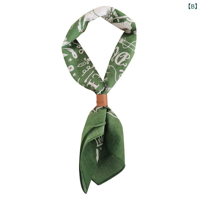 スカーフ バンダナ メンズ おしゃれ レディース 綿 ペイズリー柄 革ボタン アメリカン ストリート レトロ アウトドア 首元