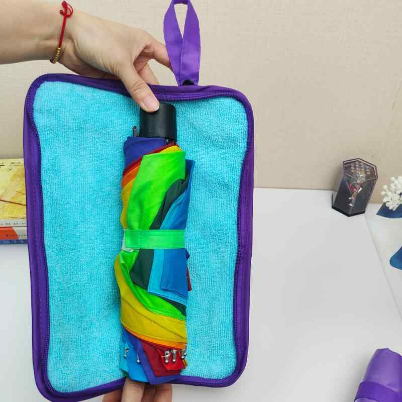 傘カバー 折りたたみ 吸水 PVC ポータブル 防水 収納 バッグ オレンジ 黒 紫 シンプル カジュアル 普段使い 無地 軽量 おでかけ おしゃれ 持ち運び ファスナー