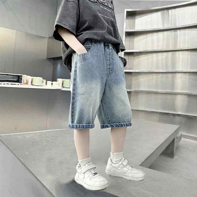半ズボン キッズ おしゃれ ボトムス 男の子 デニム 薄手 七分丈 夏 カジュアル カートゥーン柄 イラスト 個性 クール