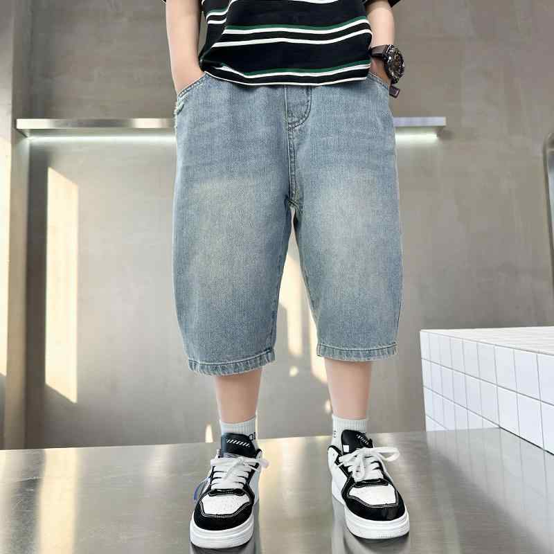Denim - 半ズボン キッズ おしゃれ ハーフパンツ 男の子 デニム 薄手 夏 かっこいい 5分丈 膝下 カジュアル
