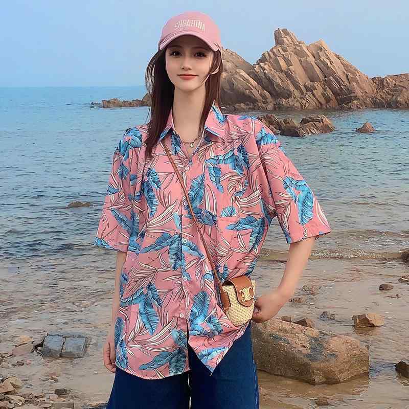 シャツ レディース おしゃれ 前開き 半袖 花柄 ハワイアン 夏 ゆったり ビーチ 旅行 体型カバー ヴィンテージ風 リゾート