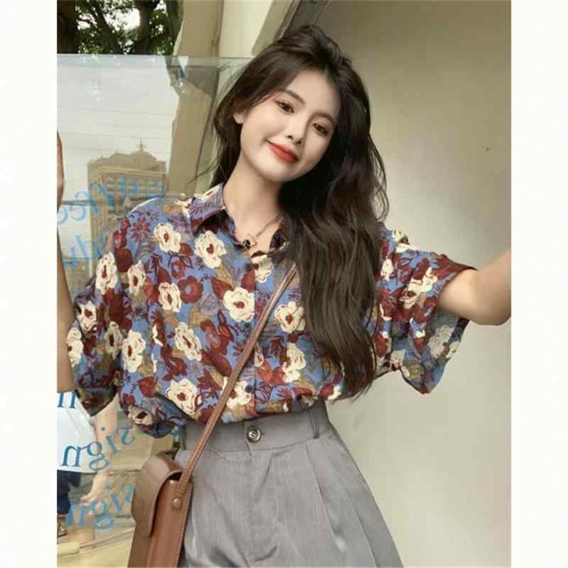 シャツ レディース おしゃれ 前開き 半袖 花柄 風 カジュアル ゆったり 夏 着回し 大人 きれいめ