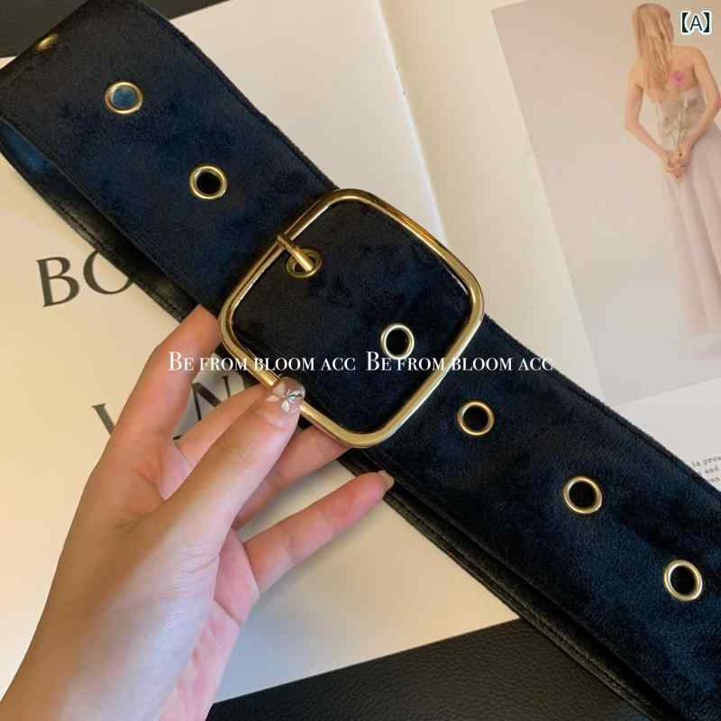 ベルト レディース 秋冬 ヴィンテージ風 幅広 ブラウン フェイクスエード 太め ウエストマーク おしゃ..