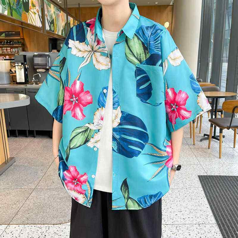 Rakuten - シャツ メンズ おしゃれ 前開き 半袖 ハワイアン 花柄 リゾート アロハ 涼しい 快適 海 ビーチ 旅行 カジュアル ゆったり