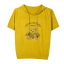 サマーニット レディース 半袖 おしゃれ Tシャツ カジュアル フード パーカー 薄手 夏 アニマル柄 ゆったり 涼しい 快適