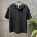 パーカー 夏 メンズ おしゃれ Tシャツ 薄手 半袖 フード ゆったり 中国風 リネン風 カジュアル シンプル