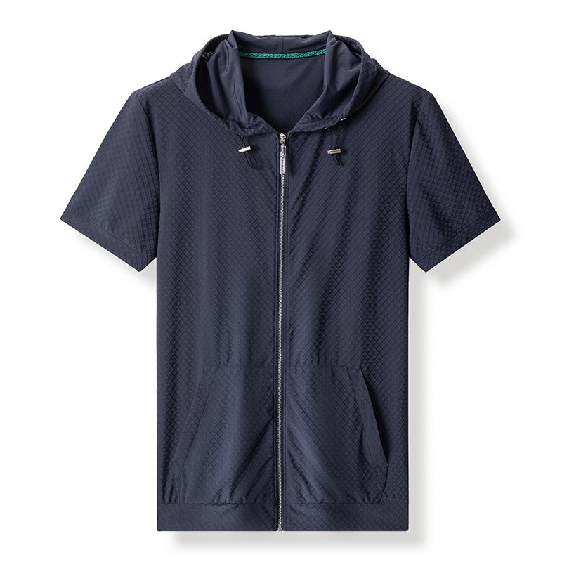 Zip Up - パーカー 夏 メンズ おしゃれ 薄手 半袖 フード ジップアップ アウトドア 涼しい 快適 カジュアル ライトアウター