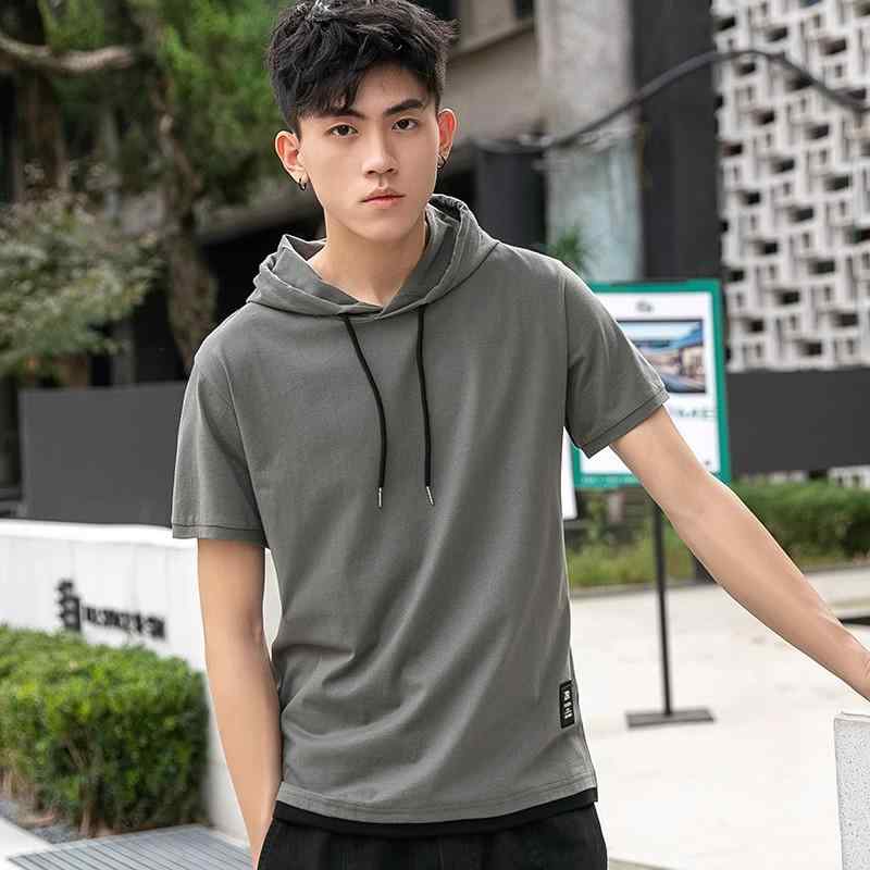 パーカー 夏 メンズ おしゃれ Tシャツ フード 半袖 カジュアル スポーツ 韓国 ストリート シンプル