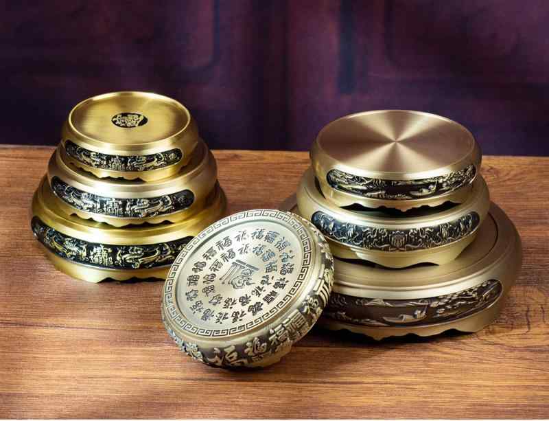 置物 台座 真鍮 丸型 仏像 ディスプレイ スタンド 机上 トレー 花瓶 盆栽 ティーポット 香炉 オブジェ ..