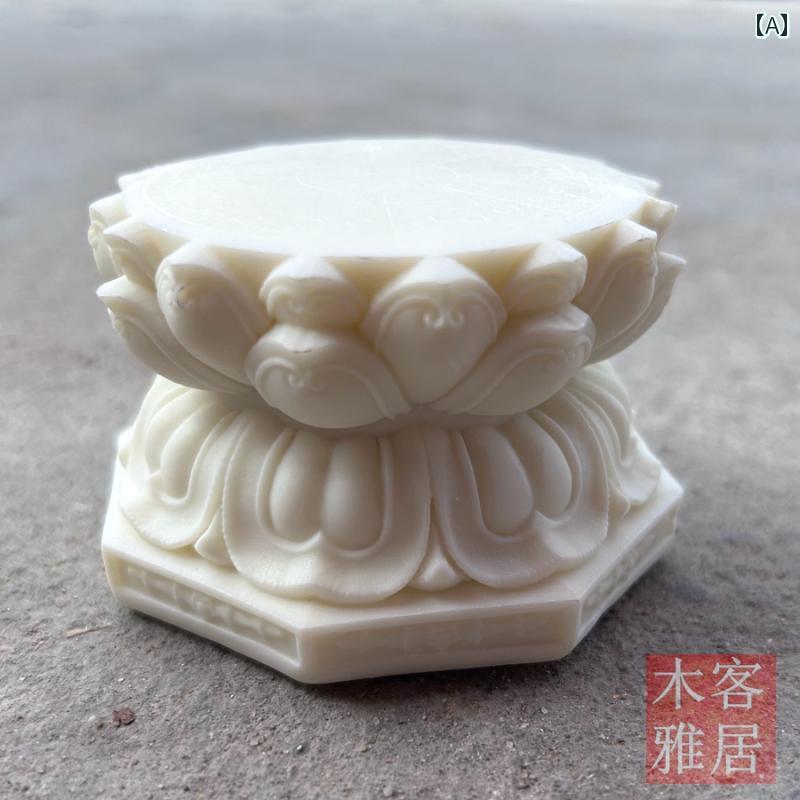 置物 台座 丸型 仏像 彫刻 花形 蓮の花 ディスプレイ スタンド 机上 トレー オブジ...