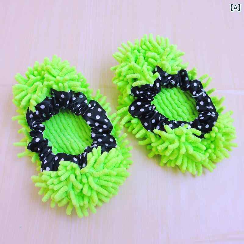 スリッパ モップ ルームシューズ お掃除グッズ スボラ 履くだけ 家庭用 屋内 フローリング 厚手 伸縮性 洗える 暖かい 静か シェニール 緑