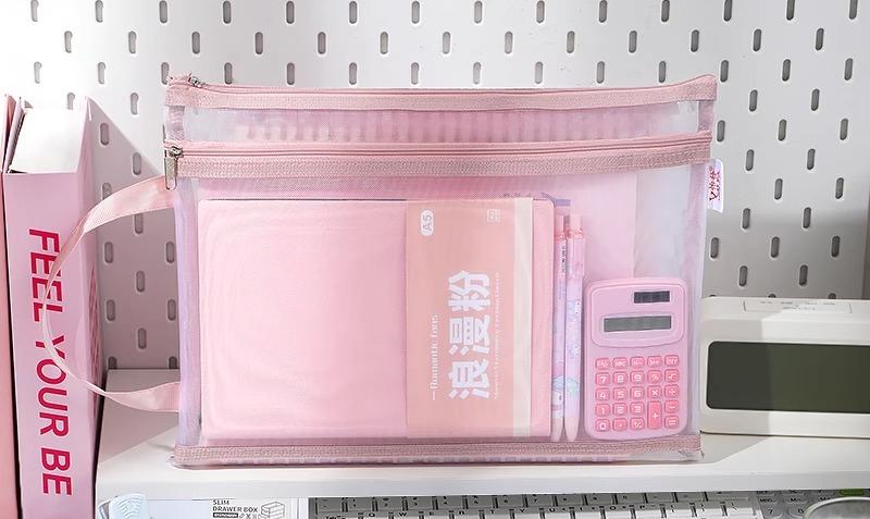 書類 整理 バッグ 科目 分類 携帯用 ファスナー メッシュ 小学生 ブック 試験用 中...