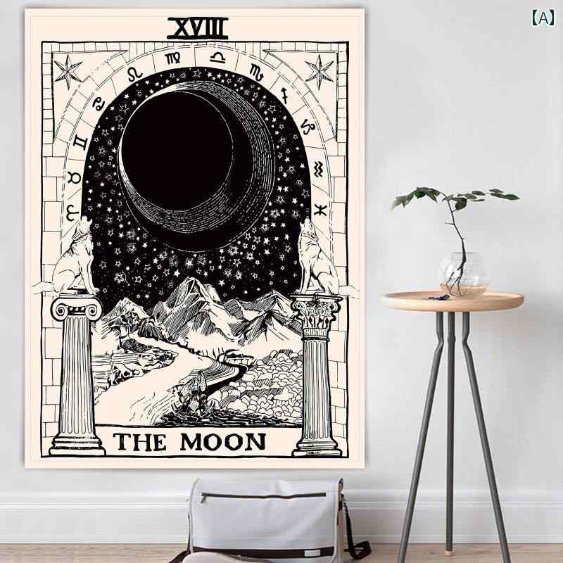 タペストリー 壁掛け おしゃれ タロット 占星術 吊り下げ 布 エキゾチック 天使 月 飾り 星空 背景 柔..