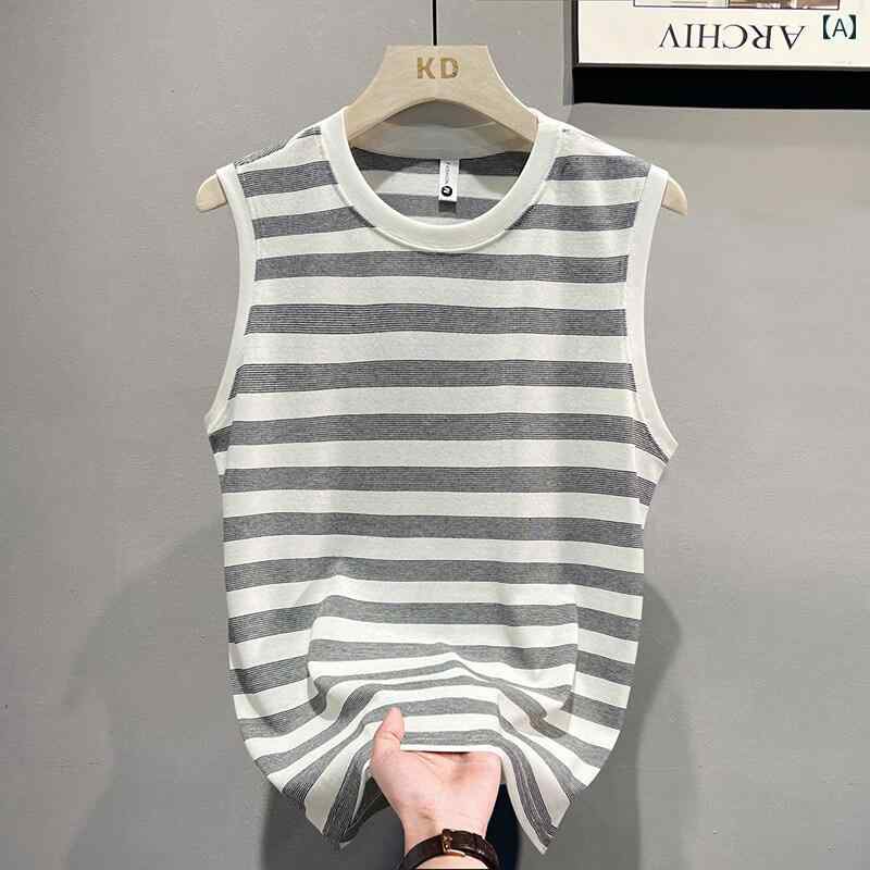 タンクトップ メンズ おしゃれ 夏 スポーツ ボーダー 柄 ストライプ ノースリーブ 涼しい 軽量 通気性 カジュアル シンプル